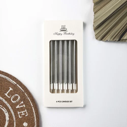 świeczki na tort srebrne zestaw (2)