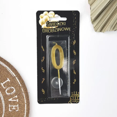 świeczki świeczka na tort złota cyfra 0