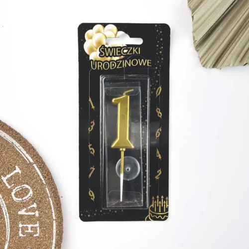 świeczki świeczka na tort złota cyfra 1