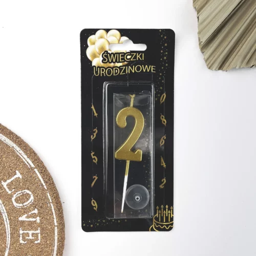 świeczki świeczka na tort złota cyfra 2