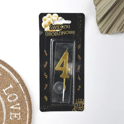 świeczki świeczka na tort złota cyfra 4