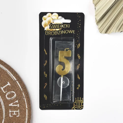 świeczki świeczka na tort złota cyfra 5