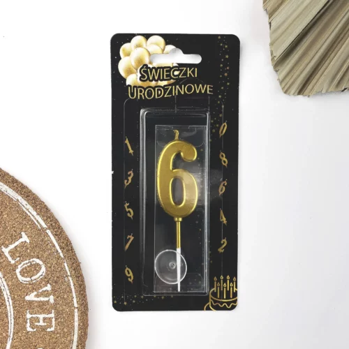świeczki świeczka na tort złota cyfra 6