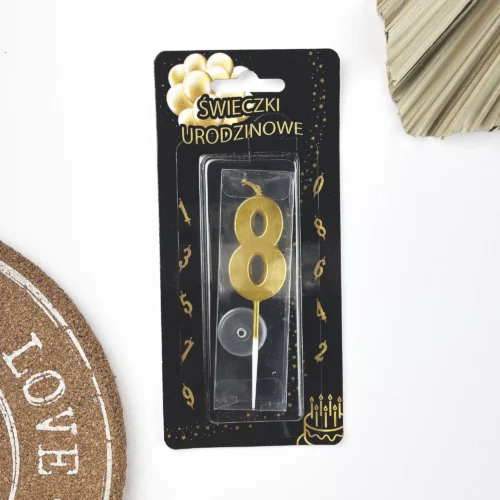 świeczki świeczka na tort złota cyfra 8