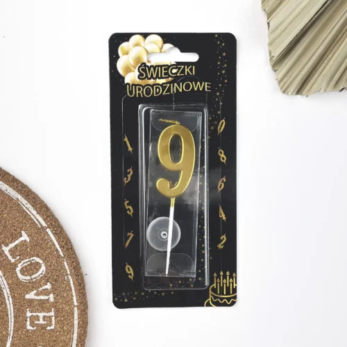 świeczki świeczka na tort złota cyfra 9