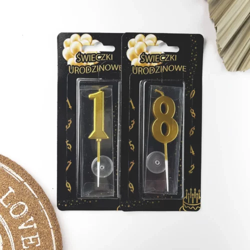 zestaw świeczek świeczki na tort złote indywidualne wybór cyfra 0 1 2 3 4 5 6 7 8 9 (3)