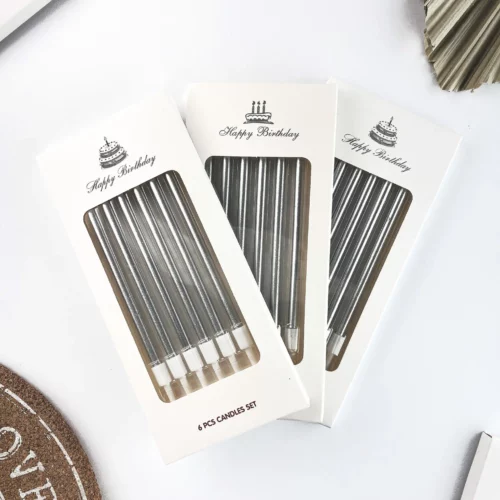 świeczki na tort srebrne zestaw (2)